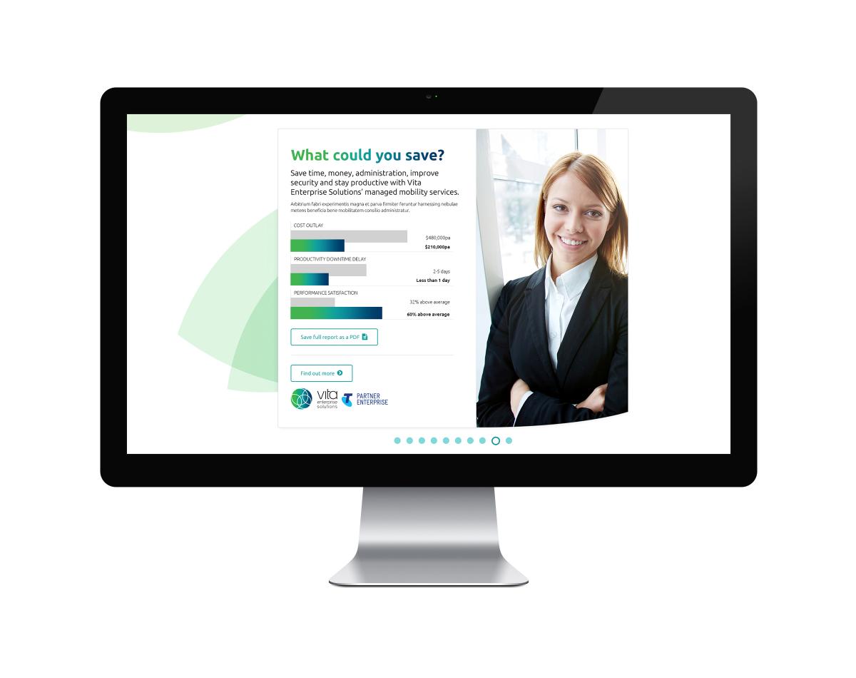 Vita Enterprise Solutions required an interesting and engaging calculator tool to present data and support their Mobile Managed Service (MMS) 